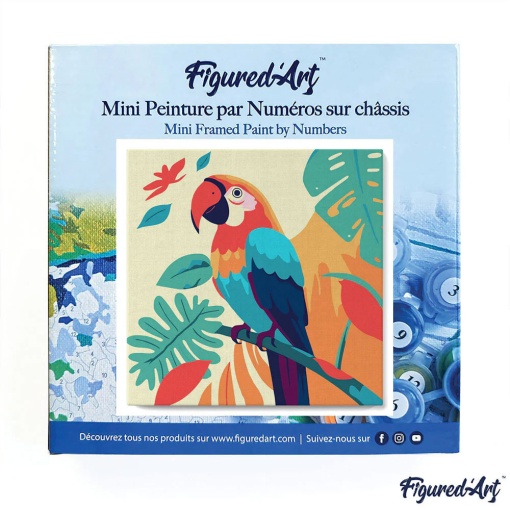 Pintar por números FIGURED'ART com moldura 20x20cm papagaio tropical