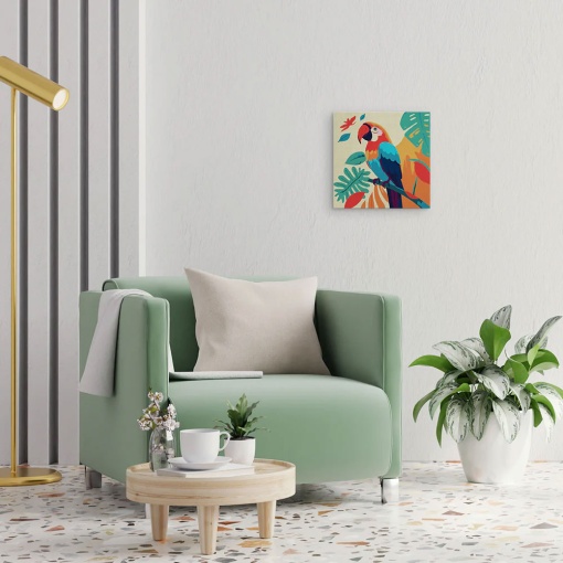 Pintar por números FIGURED'ART com moldura 20x20cm papagaio tropical