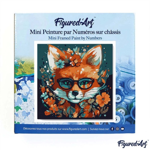 Pintar por números FIGURED'ART com moldura 20x20cm raposa fantástica e flores