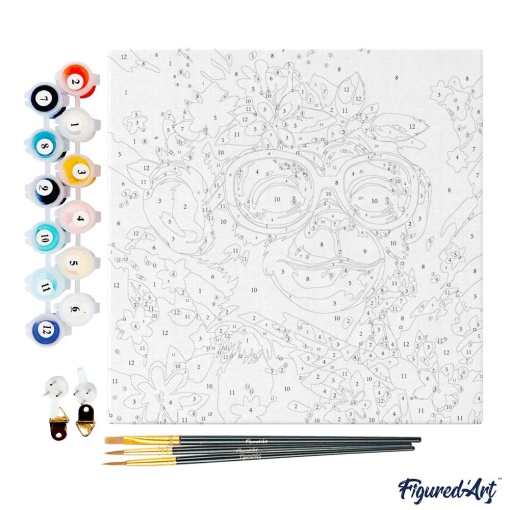 Pintar por números FIGURED'ART com moldura 20x20cm macaco fantástico e flores