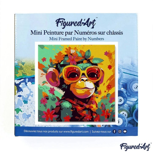 Pintar por números FIGURED'ART com moldura 20x20cm macaco fantástico e flores