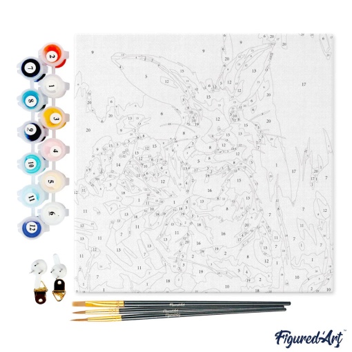 Pintar por números FIGURED'ART com moldura 20x20cm coelho e flores silvestres