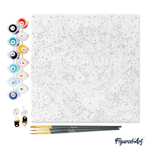 Pintar por números FIGURED'ART com moldura 20x20cm esquilo fantástico e flores