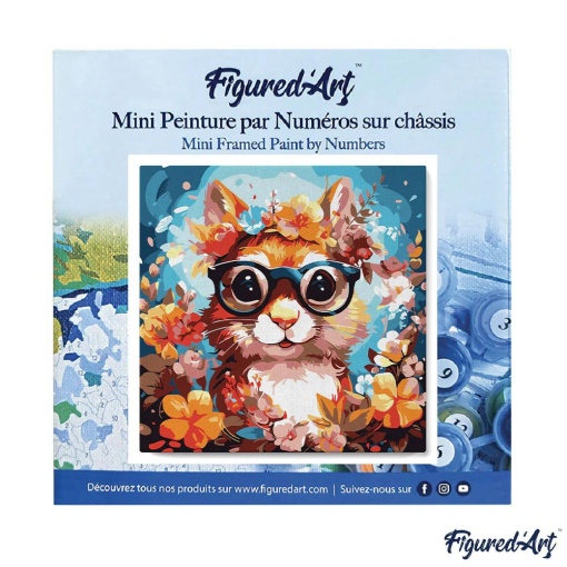 Pintar por números FIGURED'ART com moldura 20x20cm esquilo fantástico e flores