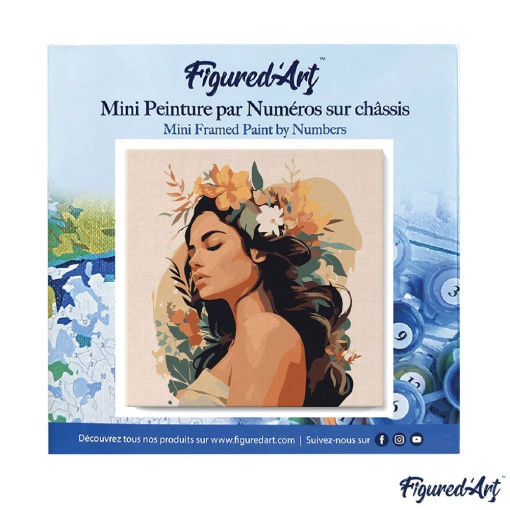 Pintar por números FIGURED'ART com moldura 20x20cm mulher com tiara de flores