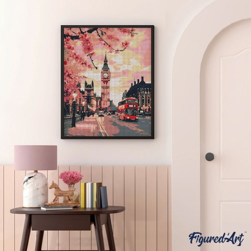 Pintar com diamantes FIGURED'ART com moldura 40x50cm Londres em flor