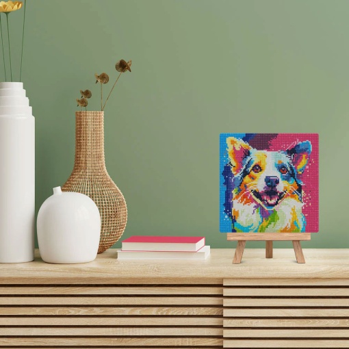 Pintar com diamantes FIGURED'ART com moldura 25x25cm cão abstrato pop