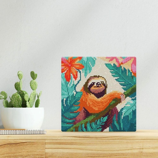 Pintar com diamantes FIGURED'ART com moldura 25x25cm preguiça tropical