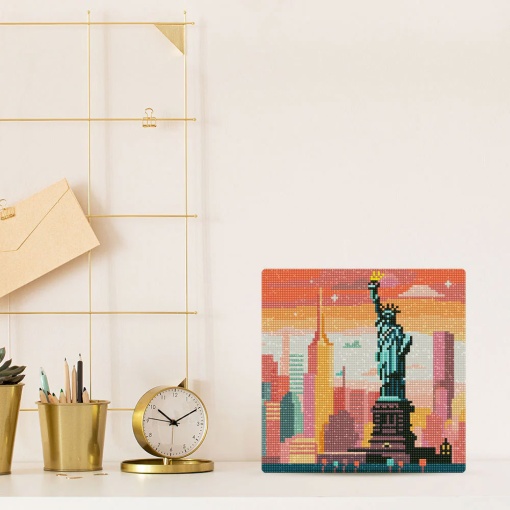 Pintar com diamantes FIGURED'ART com moldura 25x25cm deslumbrante skyline de Nova Iorque