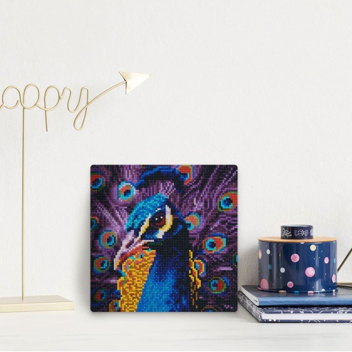 Pintar com diamantes FIGURED'ART com moldura 25x25cm pavão gracioso