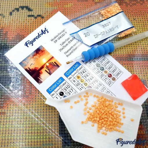 Pintar com diamantes FIGURED'ART com moldura 25x25cm pavão gracioso