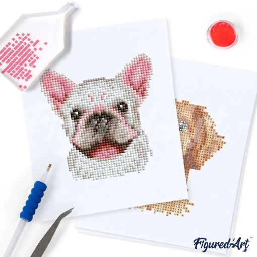 Pintar com diamantes FIGURED'ART 15x18cm 12 telas cães