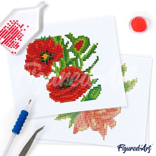 Pintar com diamantes FIGURED'ART 15x18cm 12 telas flores