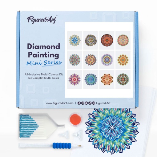 Pintar com diamantes FIGURED'ART 15x18cm 12 telas rosáceas
