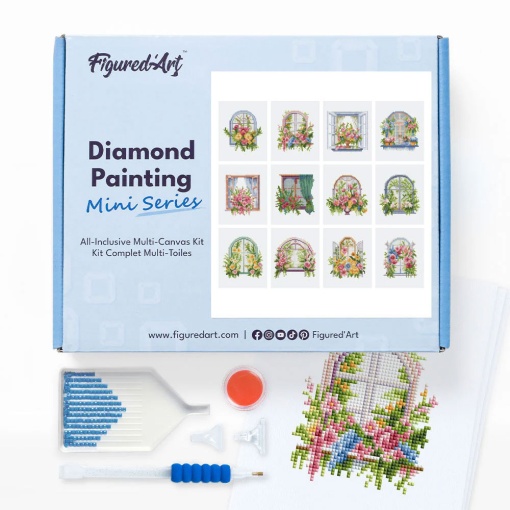 Pintar com diamantes FIGURED'ART 15x18cm 12 telas janelas