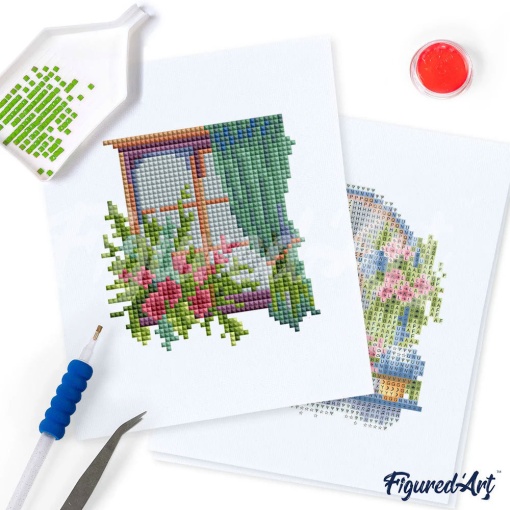 Pintar com diamantes FIGURED'ART 15x18cm 12 telas janelas