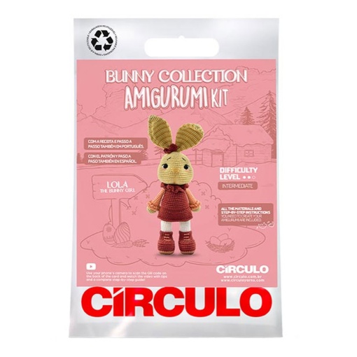 Kit de crochet CÍRCULO Amigurumi Bunny Collection Coelha Lola