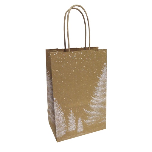 Saco de papel asa torcida 307 Natal kraft/branco 14x8,5x21,5cm