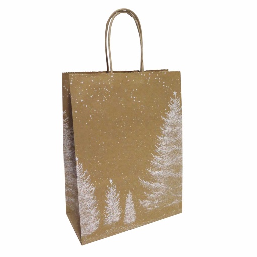 Saco de papel asa torcida 307 Natal kraft/branco 18x8x24cm