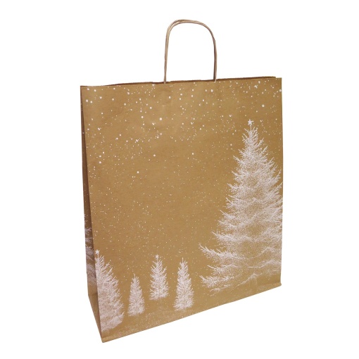 Saco de papel asa torcida 307 Natal kraft/branco 36x12x41cm