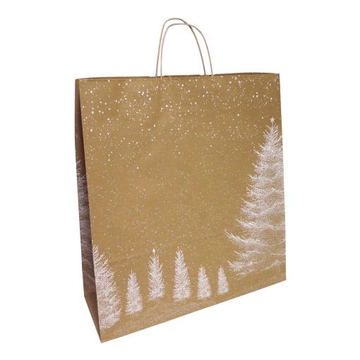 Saco de papel asa torcida 307 Natal kraft/branco 45x15x49cm