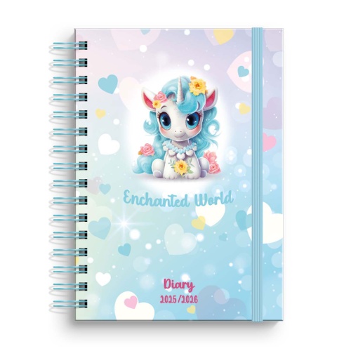 Agenda escolar diária A6 2025/26 12 meses espiral AMBAR Enchanted World