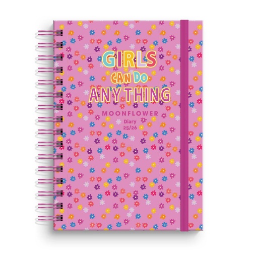 Agenda escolar semanal A5 2025/26 12 meses espiral AMBAR Moonflower Teen Field Flowers