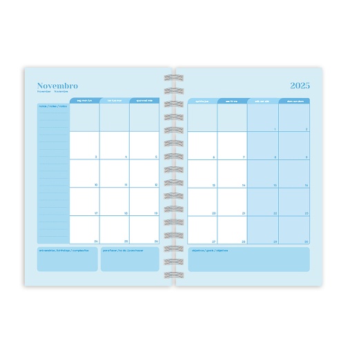 Agenda escolar semanal A5 2025/26 12 meses espiral AMBAR Moonflower Teen Field Flowers