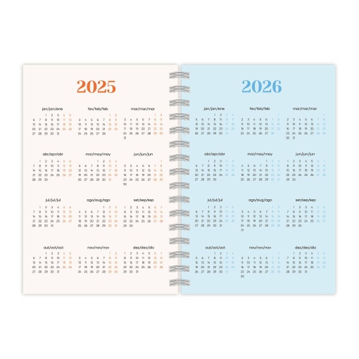 Agenda escolar semanal A5 2025/26 12 meses espiral AMBAR Moonflower Teen Field Flowers
