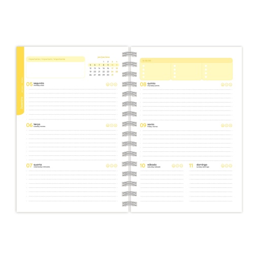 Agenda escolar semanal A5 2025/26 12 meses espiral AMBAR Inverse