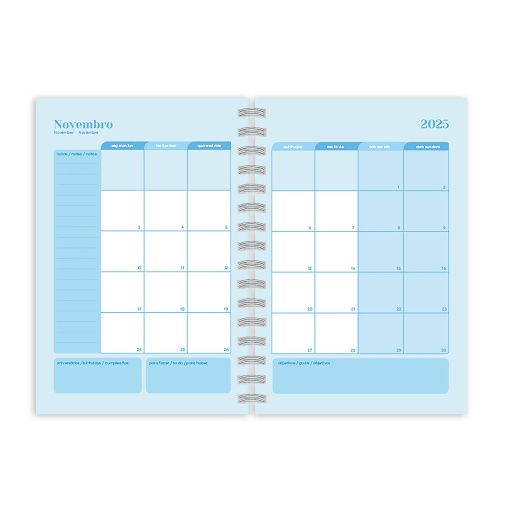 Agenda escolar semanal A5 2025/26 12 meses espiral AMBAR Inverse
