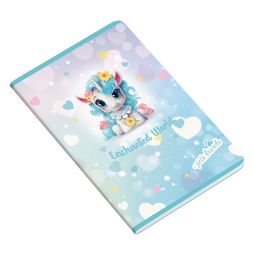 Caderno A5 Agrafado AMBAR Enchanted World 2025 Pautado 48 folhas 90g Sortido