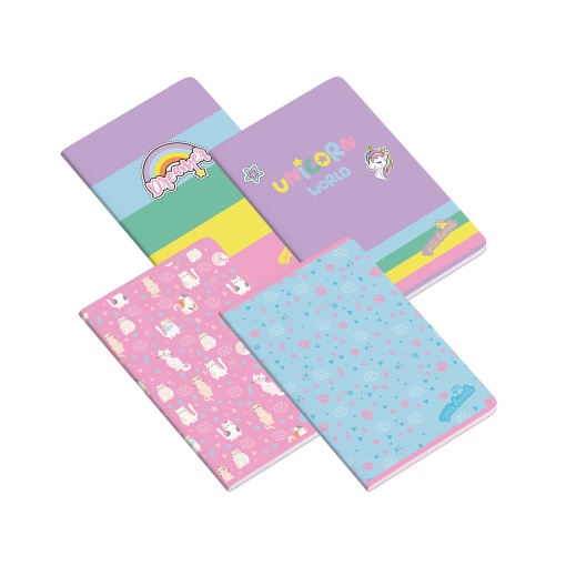 Caderno A4 Agrafado AMBAR PETS World 2025 Pautado 48 folhas 90g Sortido
