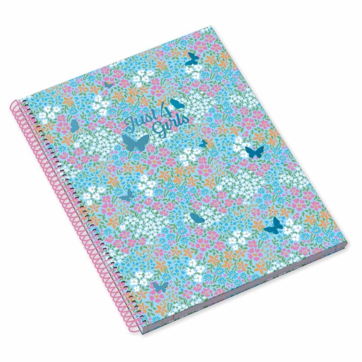 Caderno A4 Capa Dura Espiral AMBAR Just4girls 2025 Pautado 80 folhas 100g Sortido