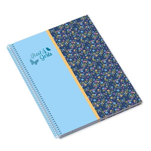 Caderno A4 Capa Dura Espiral AMBAR Just4girls 2025 Pautado 80 folhas 100g Sortido