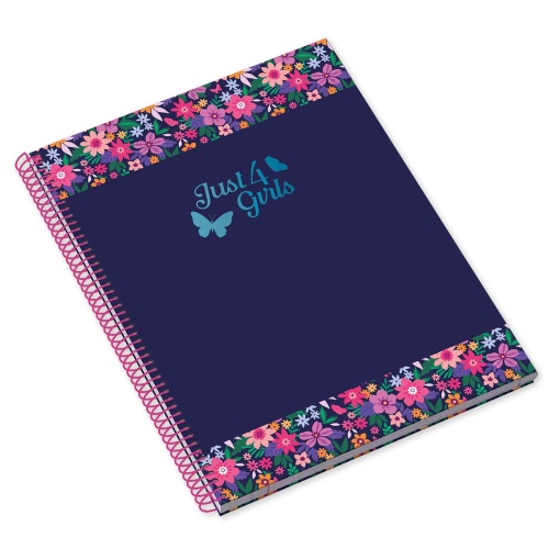 Caderno A4 Capa Dura Espiral AMBAR Just4girls 2025 Pautado 80 folhas 100g Sortido