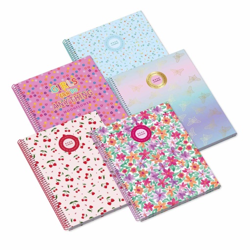 Caderno A4 Capa Dura Espiral AMBAR Moonflower Teen 2025 Quadriculado 80 folhas 100g Sortido