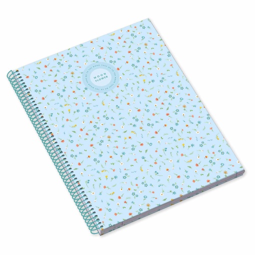 Caderno A4 Capa Dura Espiral AMBAR Moonflower Teen 2025 Quadriculado 80 folhas 100g Sortido