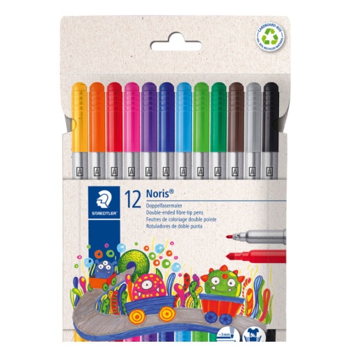 Canetas de Feltro STAEDTLER NORIS 2 Pontas 12 Cores