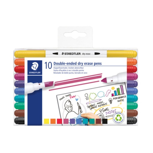 Marcador para quadro branco STAEDTLER Lumocolor 3010 2 pontas 10 cores