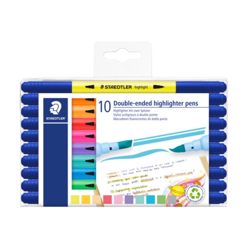 Sublinhador Fluorescente STAEDTLER 3620 2 Pontas 10 Cores