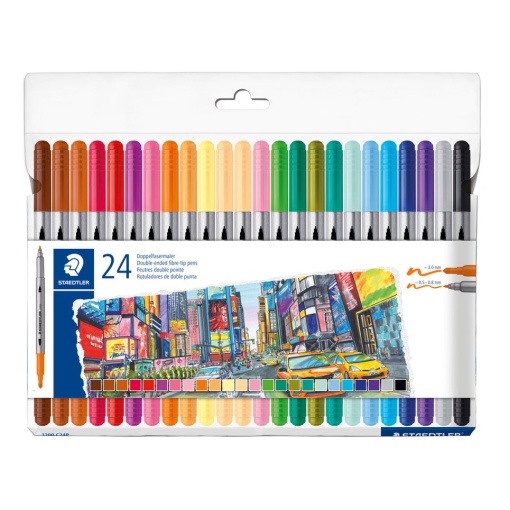 Marcador STAEDTLER 3200 2 pontas 24 cores