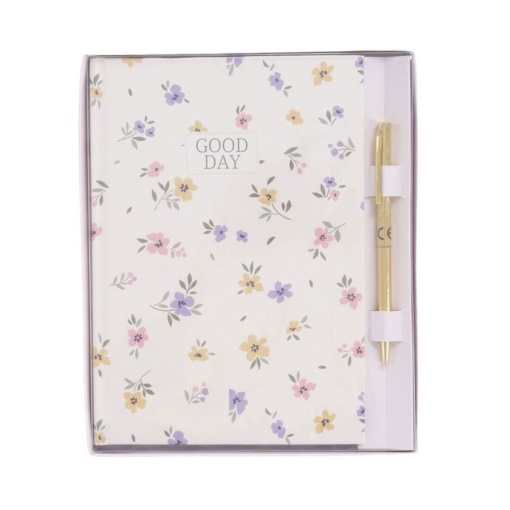 Caderno A5 e esferográfica D'CASA flores 26631224