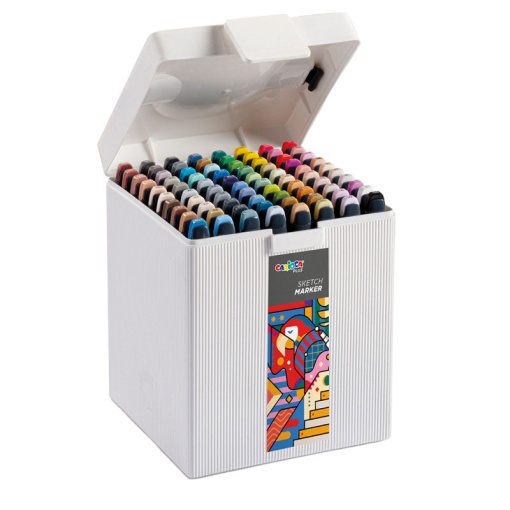 Marcador CARIOCA Plus Sketch 2 Pontas Caixa Premium 80 Cores
