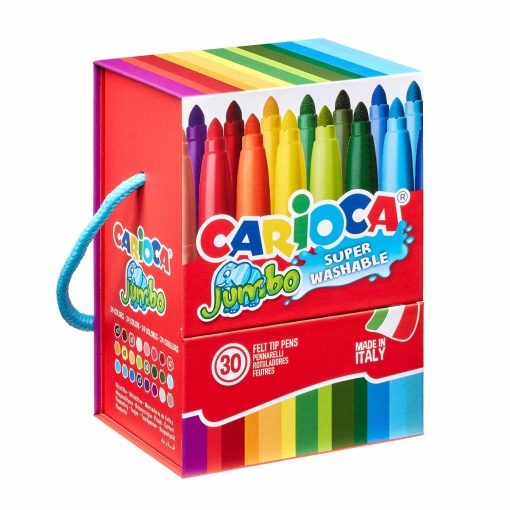 Canetas de Feltro Laváveis CARIOCA JUMBO (30 unidades) Caixa PREMIUM com Asa