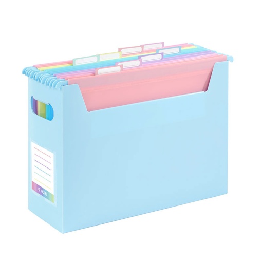 Caixa de arquivo com 8 pastas suspensas VIQUEL RAINBOW pastel