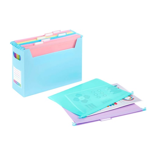 Caixa de arquivo com 8 pastas suspensas VIQUEL RAINBOW pastel