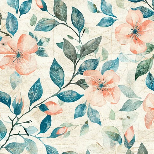 Tecido FABRICART Modern Bird 04 Flores 1x1,50m