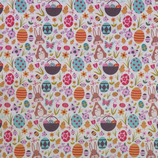 Tecido Páscoa Coelhinhos/Ovos Multicor 1x1,50m