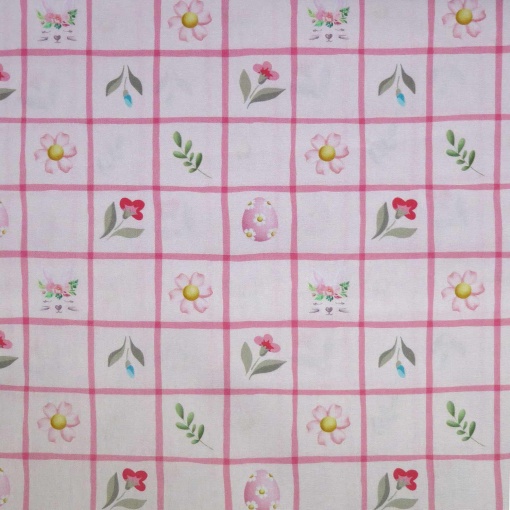 Tecido Páscoa Flores/Ovos Rosa 1x1,50m